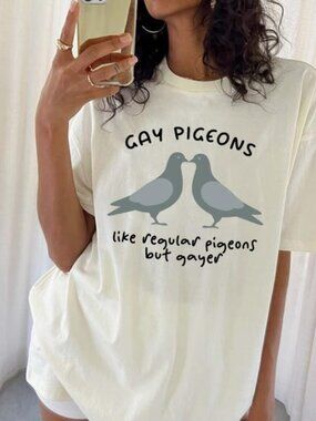 Gay Pigeons T-shirt, Like Regular Pigeons But Gayer, Funny LGBTQ Pride Y2K Tee